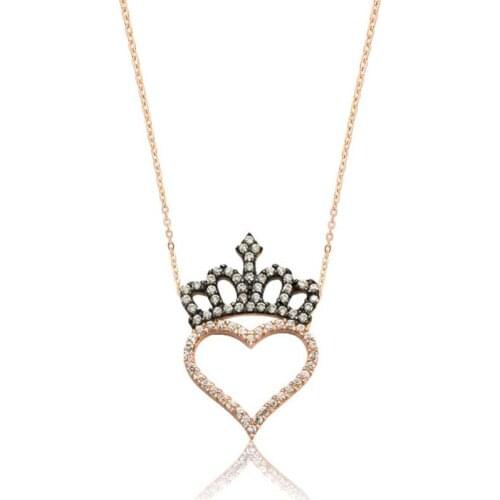 Tevuli 925 Sterling Silver Heart Queen Crown Lady Necklace