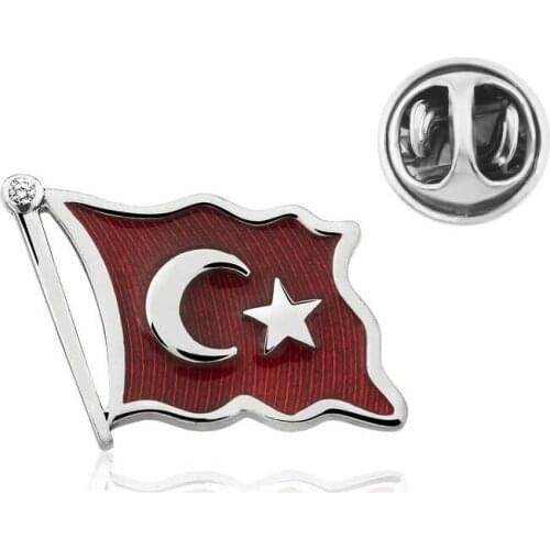 Tevuli 925 Sterling Silver Turkish Flag Badge