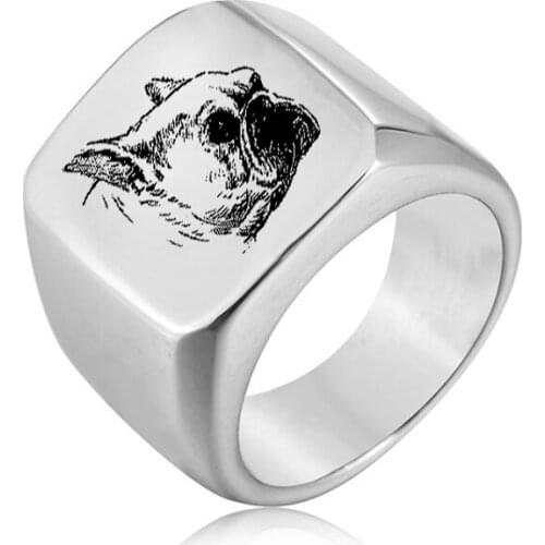 Ufine Fashion Square Ring Viking sign Titanium Steel Mens Ring Cast stainless steel symbol Rings jewelry R071