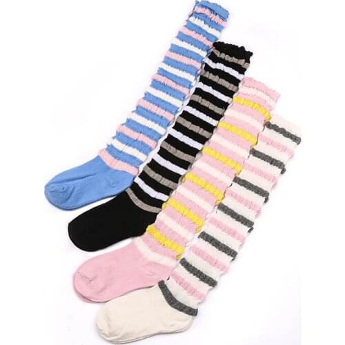 W124 Free shipping Children 4-6 years old cotton stockings fashion mixed colors wild striped Children stockings