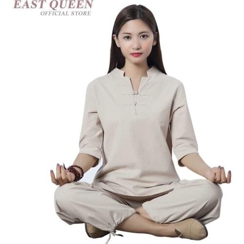 Womens two piece sets 2019 linen traditional chinese clothing for women outfits pant suits for women FF798