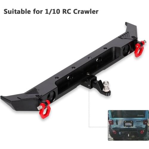 1/10 RC Crawler Car Metal Rear Bumper with D-rings Tow Hitch Shackles&2-LED Lights Compatible with Axial Scx10 Scx10-ll AXI03007
