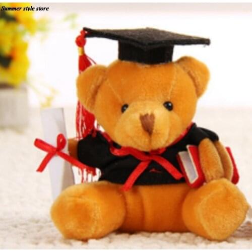 1pc 12cm Cute Dr. Bear Plush Toy Stuffed Soft Kawaii Teddy Bear Animal Dolls Graduation Gifts For Kids Children Girls