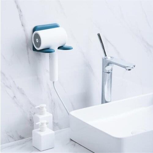 1pc Innovative Wall-Mounted Punch-Free Hair Dryer Plastic Storage Rack Bathroom Storage Hair Dryer Bracket