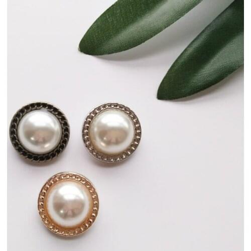 10pcs/lot High Quality Metal Buttons Sewing-On One-Hole Artificial Pearl Buttons For Clothes Fashion Craft DIY Decoration 18mm