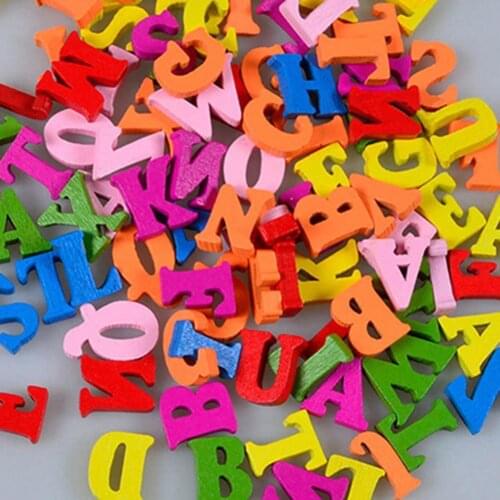 100Pcs DIY Colorful Letters Numbers Shape Wooden Button for Clothing Needlework Embellishments Tool Sewing Accessories Buttons