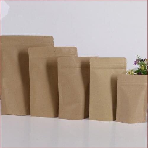 11*18.5+3cm 100pcs Kraft Paper Ziplock Bag For Gifts/tea/candy/jewelry/bread Packaging Paper Food Bag Diy Jewelry Pack Display