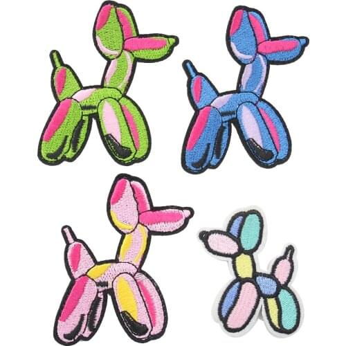 2pcs Cartoon Colorful Balloon Dog Animal Embroidery Iron On Patches For Clothing Applique DIY Hat Dress Accessories Cloth Sticke
