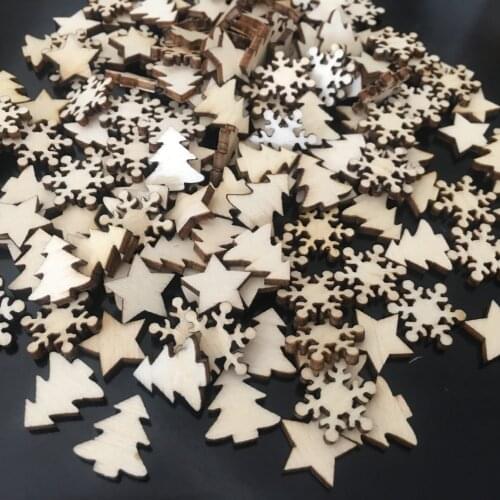 25pcs Laser Cut Wooden Snowflake Cutouts Crafts Embellishment Gift Tag Wood pendants for Weding Christmas DIY Decoration