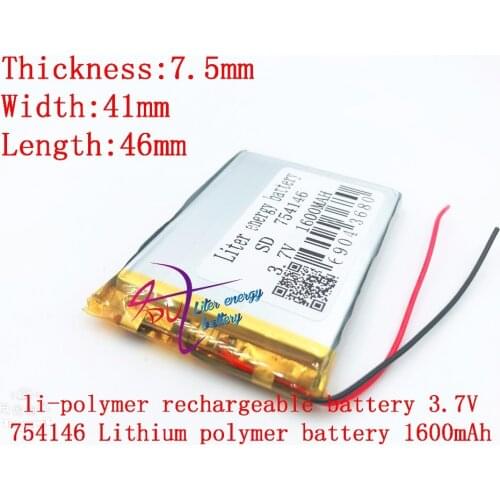 3.7V,1600mAH 754146 polymer lithium ion / Li-ion battery for dvr,GPS,mp3,mp4,cell phone,speaker