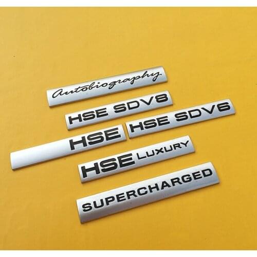 3D Emblem Auto Badge Decal For HSE Luxury Supercharged HSE SDV6 Land Rover Range Rover BMW VW Audi Car Styling Accessories