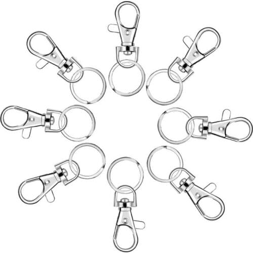 634D 100Pcs Keychain Hooks with Key Rings Keychain Clip Hook with Ring for Lanyard Jewelry Making DIY Crafts Jewelry Findings