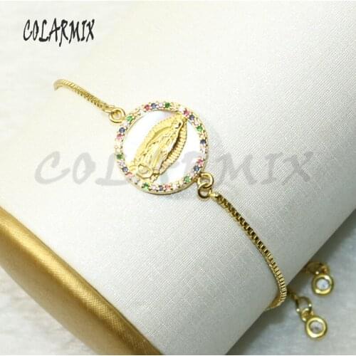8 Pcs Religion jewelry virgin mary bracelets colors zircon charm bracelets zircon accessories jewlery for women 9601