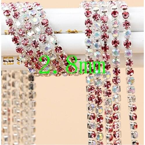 Freeshipping ss10 2.8mm claw rhinestones chain garment collar trims handbags ornament crystal chain 5 yard/packs
