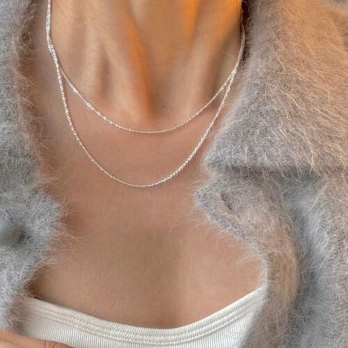 Shimmering sparkle clavicle chain plain Chain Necklace