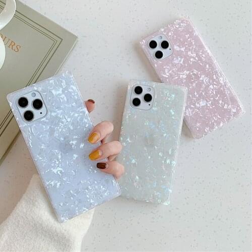 Glitter Shining Dream Shell Phone Case For iPhone 12 11 Pro Max XR XS Max X 7 8 Plus 12 Mini 12 Pro Square Soft IMD Back Cover
