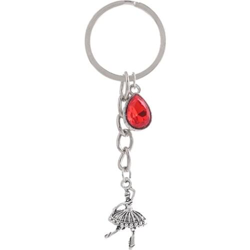 1PCS Women/Mens Fashion dancing girl Charm 25mm Keychain Key Rings Alloy Charms Gifts 20 Colors You Choose