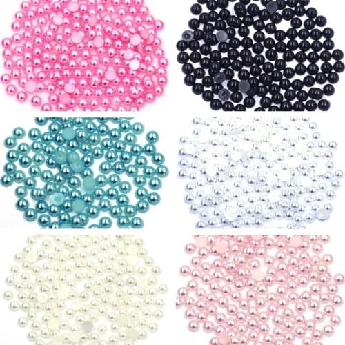 500Pcs 6 Colors Resin Imitation Pearl Bead Flatback Half Round Cameo Cabochon For Nail Art Craft Jewelry DIY Decoration 5mm