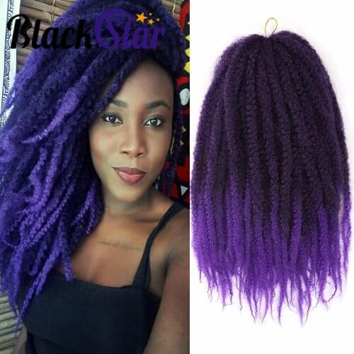 Black Star Marley Twist Crochet Braids 18 Inch Afro Kinky Twist Crochet Hair Synthetic Tone Mixed Colour Kinky Hair Extension