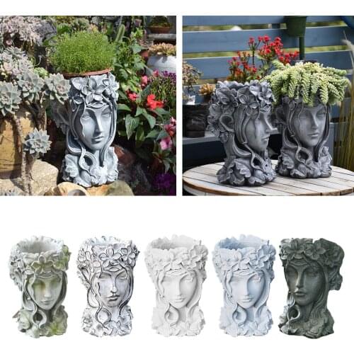 Retro Goddess Head Flower Pots Home Decoration Accessories Ornament Tabletop Decorative Potted Planting Container