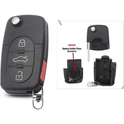 For AUDI A4 A6 A8 TT Car Keyless Key FOB Shell Replacement Case Holder Cover CR2032