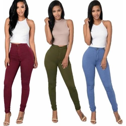 5 Colors Solid White Pencil Jeans Women Slim Killer Legs Pocket Lady Stretch Casual Denim Skinny Pants High Waist Trousers US