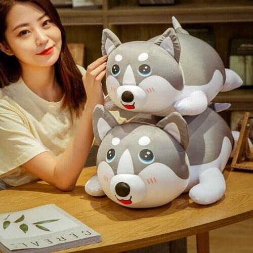 Hot New Kawaii Lying Husky Soft Animal Dog Plush Toys Stuffed Foam Particle Pillow Doll Cushion Baby Toys Children Birthday Gift