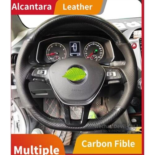 Alcantara Leather For Volkswagen Magotan B7 Jetta Gran Lavida Cross Lavida steering wheel cover hand sewn 2015-2019 car interior