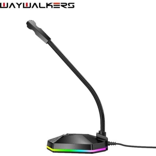 Computer Gooseneck Microphone 3.5mm/USB interface RGB Light HD Sound Card Free Drive Noise Reduction For Gamer Live Streaming