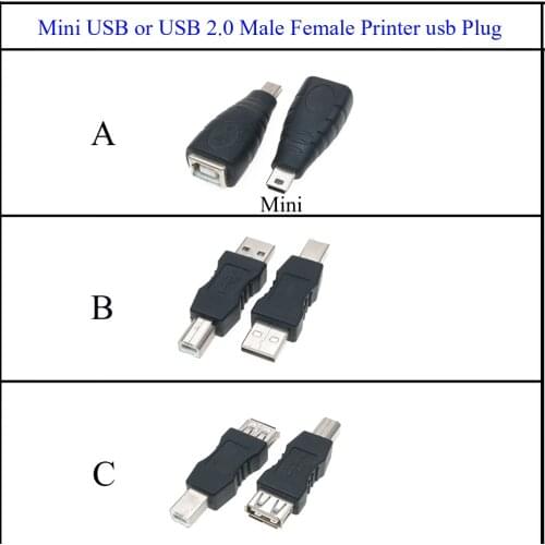 Mini USB or USB 2.0 Male Female USB adapter for printer USB AF to BM cable converter Plug jack Power Connector Charging Adapter