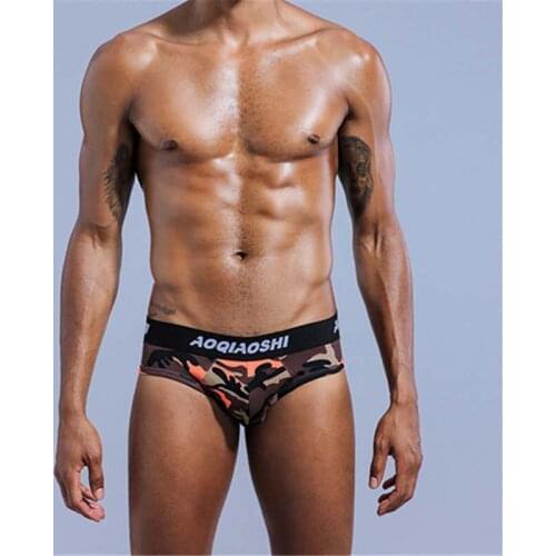 Mens Sexy Underwear Men Cotton Soft Panties Youth Student Underpants U Convex Pouch Low Waist Bikini Male Camouflage Lingerie