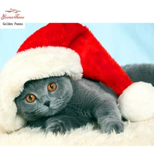 Golden Panno,DIY Needlework Counted Cross Stitch Set Embroidery Kit 14CT 11CT animal Christmas Cat Pattern Cross-stitch 09