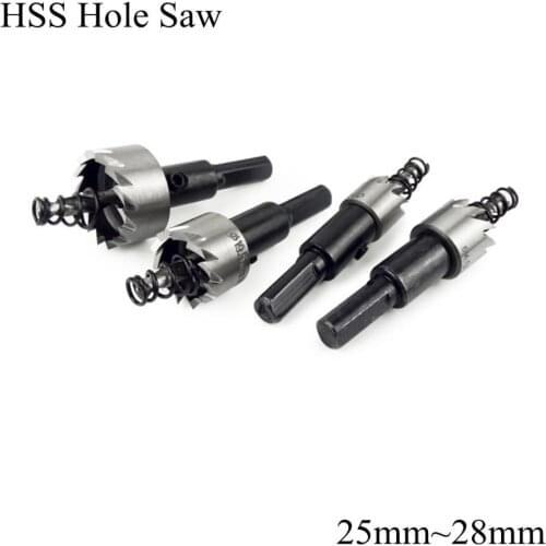 25mm 25.5mm 26mm 27mm 28mm HSS Drill Bit Metal Hole Saw Set High Speed Steel Carbide Tip Tooth Cutter Woodwork Stainless Alloy