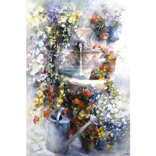 Flower Cross Stitch Kits Running water Crafts Art Needlework 14CT Unprinted Embroidered Handmade Wall Home Decor