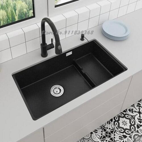 German Quartz Stone Sink Single Bowl Kitchen Black Sink Under Counter Basin Sink Sink Granite Black