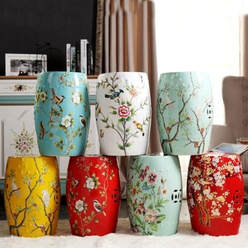 New Chinese Model Guest House Floor Decoration Jingdezhen Ceramic Hollow Stool Painted Shoes Dressing porcelain ceramic Stools