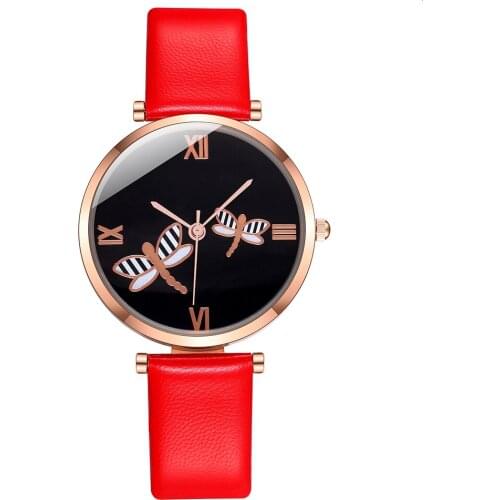 2020 Ladies Watches Beautiful Women Watches Fashion Design Dragonfly Watches Casual Leather Quartz Wristwatch Female Wristwatch