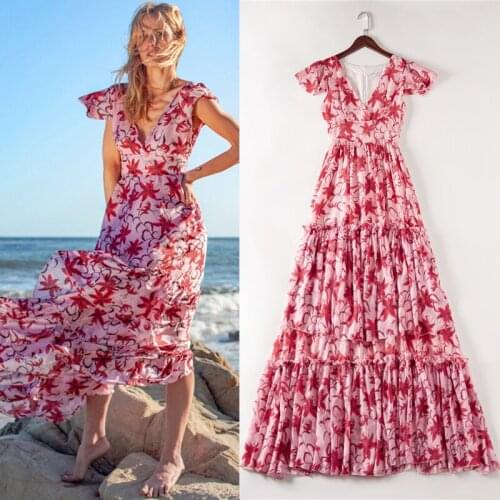 Neck New short V sleeve wooden ear cake dress
