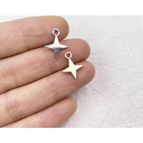 Eruifa 20pcs 12mm Star Zinc Alloy Rectangle Coin Necklace,Earring Bracelet Jewelry DIY Handmade 2 Colors