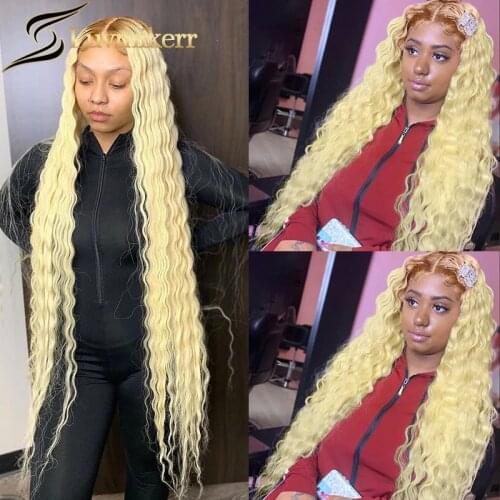 Deep Curly HD Transparent Ombre Brown Blonde 613 Lace Frontal Wigs 130% Glueless Wave Human Hair Lace Front Wigs For Black Women