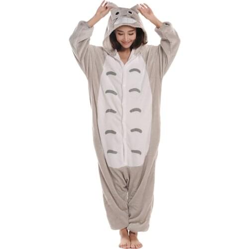 Adults Women Onesie Cartoon Totoro Kigurumi Unisex Onesies Flannel Pajamas Warm Sleepwear Jumpsuit Coplay Costume Christmas gift