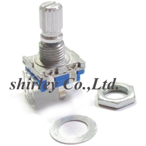 20PCS/LOT 20 Position 360 Degree Rotary Encoder EC11 w Push Button 5Pin Handle Long 15MM/20MM With A Built In Push Button Switch