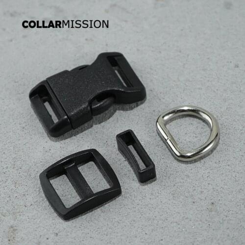 Retailing (plastic buckle+Tri-Glid+square keeper+D ring) DIY dog collar black 20mm webbing sewing accessory premium quality