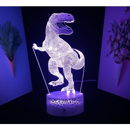 Dinosaur Series Tyrannosaurus Standing And Turning Head 3D Lamp Acrylic Light Guide Plate for Children Festival Birthday Gifts