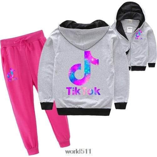 School Girl Outfit Zipper Cardigan + Casual Pants Childrens Suit Tik Tok Kids Baby Girl Clothes