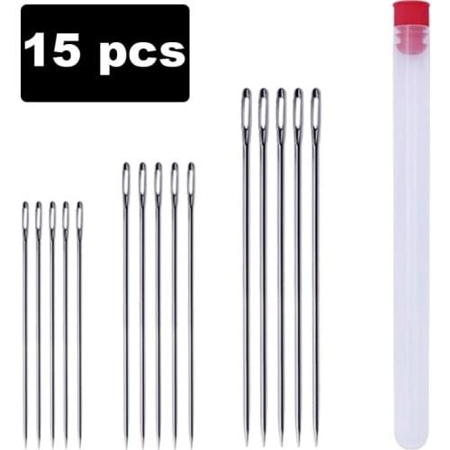 Nonvor 15pcs Sewing Needle High Hardness Steel Large Big Eye Manual For Embroidery Tapestry Apparel Hand Household Tools