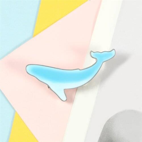Blue Whale Brooch Cartoon Sea Ocean Animals Enamel Pins Badges Backpack Clothing Fashion Lapel Pin Jewelry Gift for Kids Friends