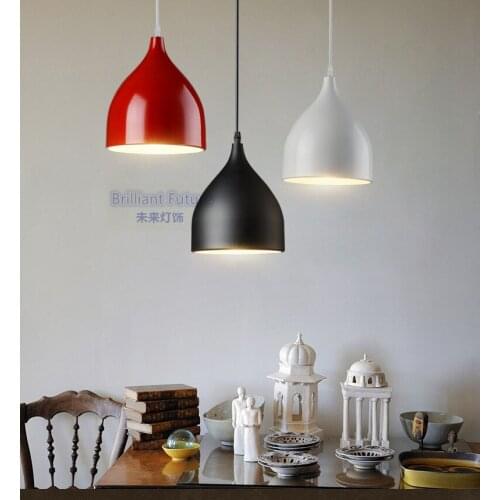 Modern Color Pendant Lights E27 Holder AC220V Aluminum Black/White/Red Single Head Dining-room Pendant Lamps