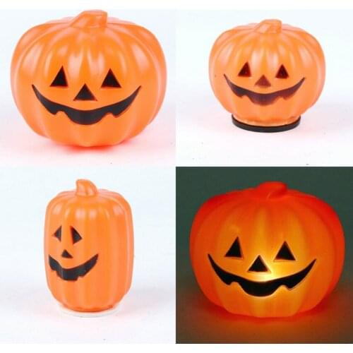 LED Face Pumpkin Lights Orange Pumpkin Lights LED Battery Operated Halloween Decoration Glowing Face Pumpkin Lantern