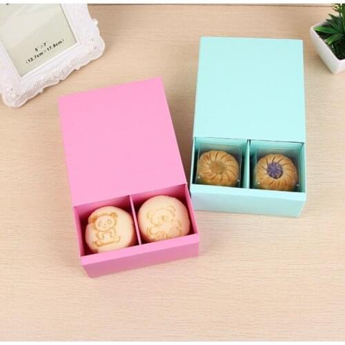 Candy Color 4 Grid Macaron Box Pastry Box for Biscuits Cookie Mooncake Packaging Paper Gift Boxes SN538